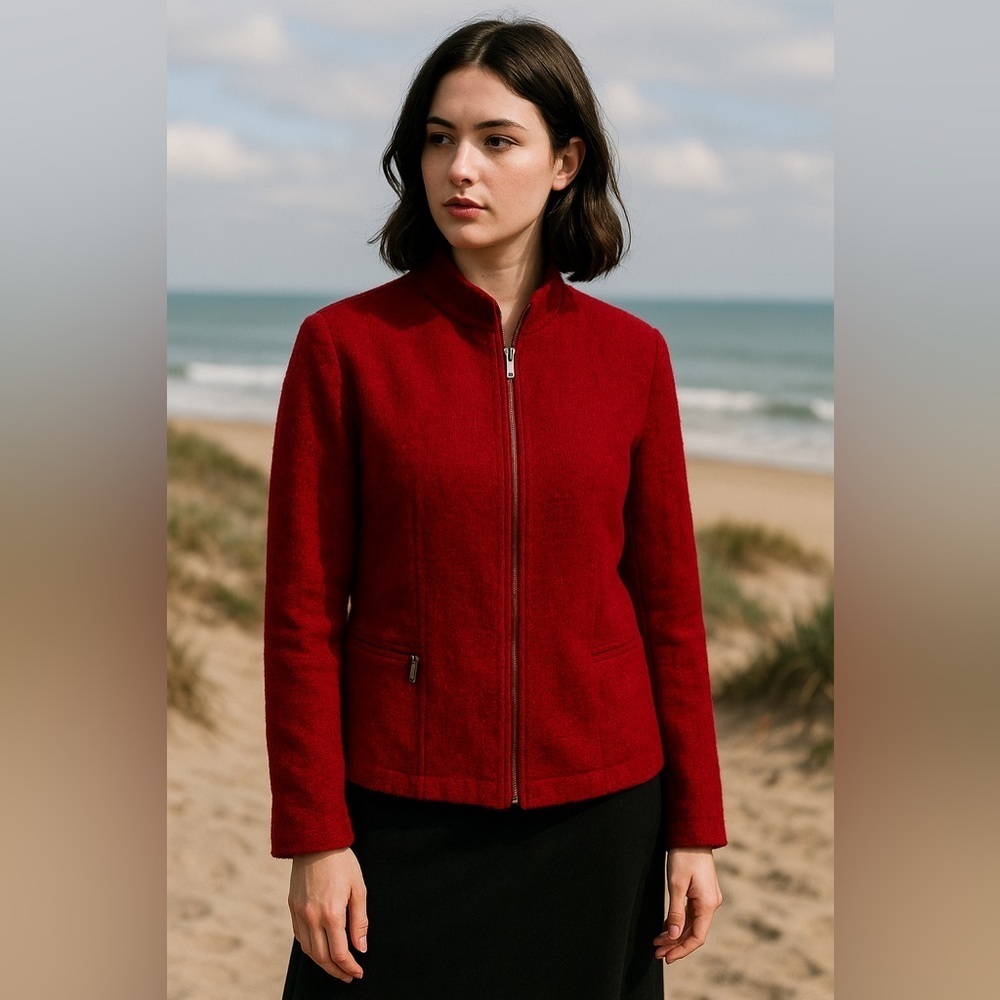 Vintage Y2K George Red Tweed Blazer Jacket Women’s 16 Romantic Goth Preppy Vampy